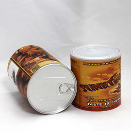 Custum Brown Cardboard Paper Composite Cans with Easy Open Lid for Coffee and Nuts