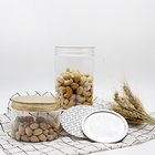 PET Plastic Round Jar Candy Powder Dried Fruit Storage With Silver Lids