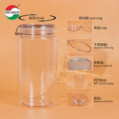 1660ML Recycled Used Transparent Storage Plastic Bottles Clear PET Cans Sealed Jar With Screw Lid For Pet Food Coffee