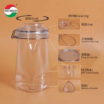 1080ML PET Clear PET Plastic Bottle Cylinder Jar Sealed Jars For Food Cover Lid Storage Solution