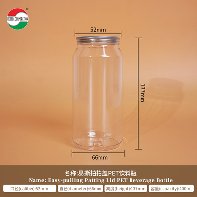 400ml PET Juice Bottle with Press Lid for Cold Filling