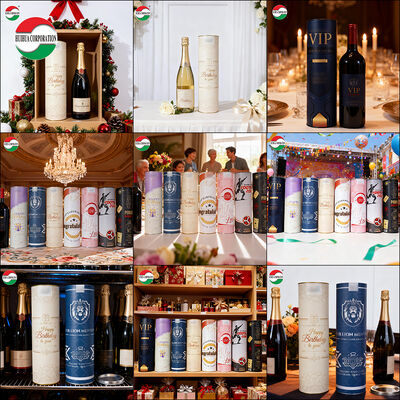 Premium Wholesale Eco-friendly Cylinder Paper Box with Metal Lid for Wine Glass Bottle Biodegradable Kraft Paper Tube Snack