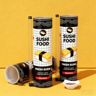 Eco-Friendly Push Pop Up Food Grade Paper Canister Packaging 60x220mm with Chopsticks