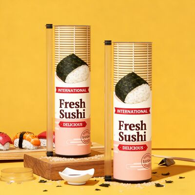 Eco-Friendly Food Grade Paper Composite Can with Push-Up Mechanism for Sushi Tube Packaging