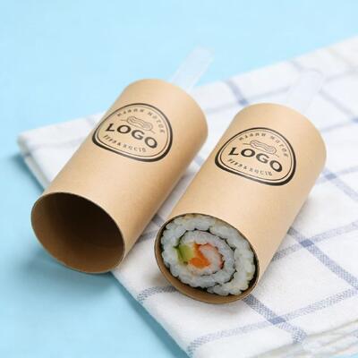 Food Grade Eco Friendly PP Plastic to Go Sushi Paper Roll Push up pop Tube Packaging Shooter Cup Cylinder Container with Lid