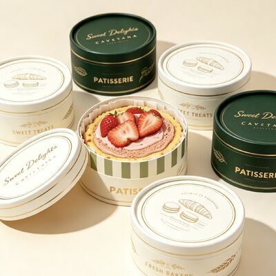 Eco-friendly Custom Color Craft Paper Tube Box for Bakery Cake & Pastry Packaging