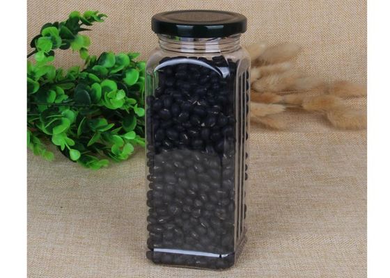 550ml 正方形の透明な食糧-鉄ねじ帽子が付いている等級ペット小さなかん