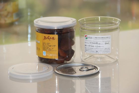 カスタマイズされた明確なプラスチック シリンダー容易な開放端ペットは気密乾燥された食糧/飲料のためにできます