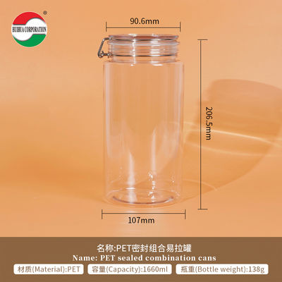 1660ML Recycled Used Transparent Storage Plastic Bottles Clear PET Cans Sealed Jar With Screw Lid For Pet Food Coffee