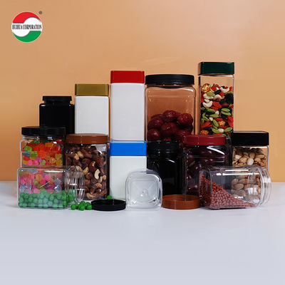Clear Square Plastic Jar With Lids