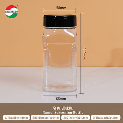 Food Grade Wholesale PET Plastic Spice Jar Seasoning Bottle With PP Butterfly Lid For Salt And Pepper Shaker