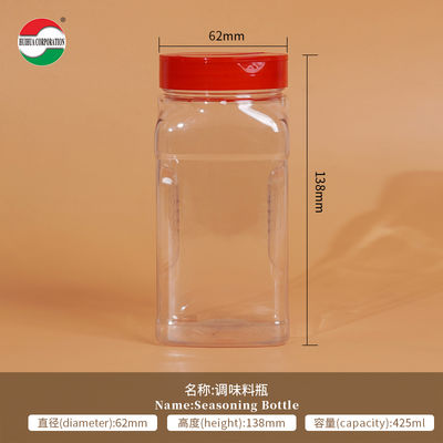Kitchen Plastic Food Grade PET Container For Spices Salt Shaker Jars And Spices Flip Top Shaker Bottles