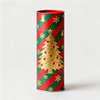 Custom Printed Kraft Paper Cylinder Tube Christmas Eco-Friendly Packaging for Tea Coffee Cookies Cereal Candy Gifts Cards