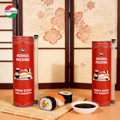 食品品種 環境に優しい紙チューブ パーソナライズされたロゴと豆腐ソースパイプ付きの寿司用パッケージ