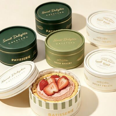 エコフレンドリー カスタムカラー クラフト紙チューブボックス ベーカリーケーキ＆ペストリー包装用