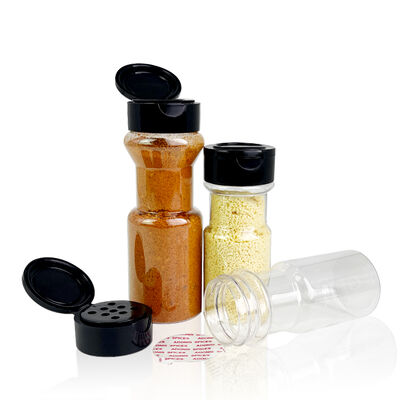シェイカーの蓋付きのスパイスボトル フラッパーキャップ付きのペッパー塩瓶/PETプラスチック調味料容器