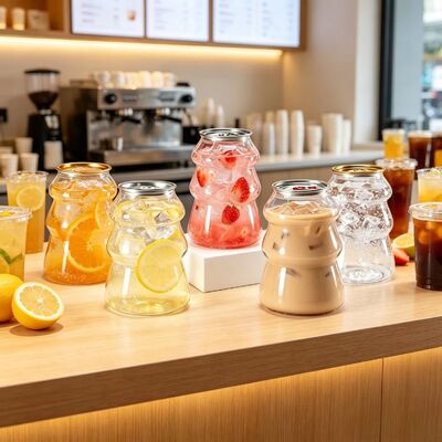 食品品質のPETプラスチック容器と飲料容器 サイズをカスタマイズし,汁とヨーグルトの蓋を簡単に開く